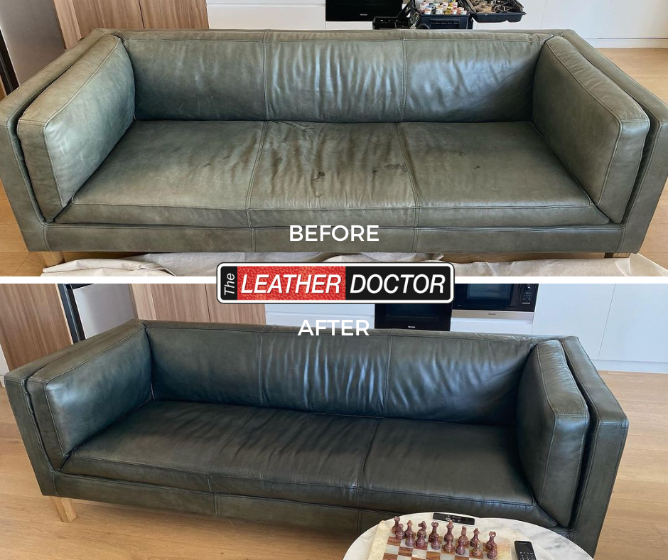 LD St George and Easter Suburbs Leather Couch Grey Recolouring and Conditioning